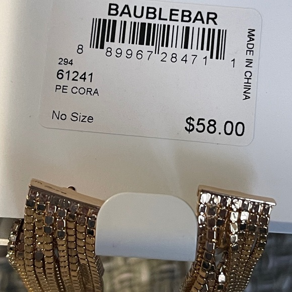 NWT BaubleBar Cupchain Huggie Fringe Drop Earrings, Goldstone/Cubic Zirconia - Picture 7 of 7